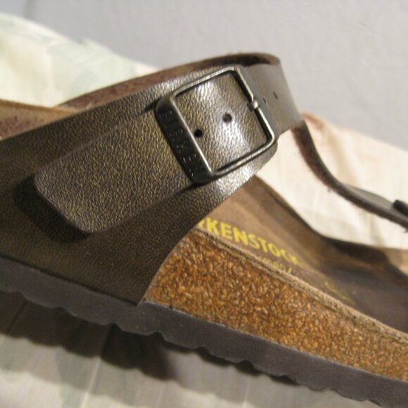 Birkenstock GIZEH Gold-Brown Birko Flor 40 R US W 9 M 7 USED - Picture 2 of 11
